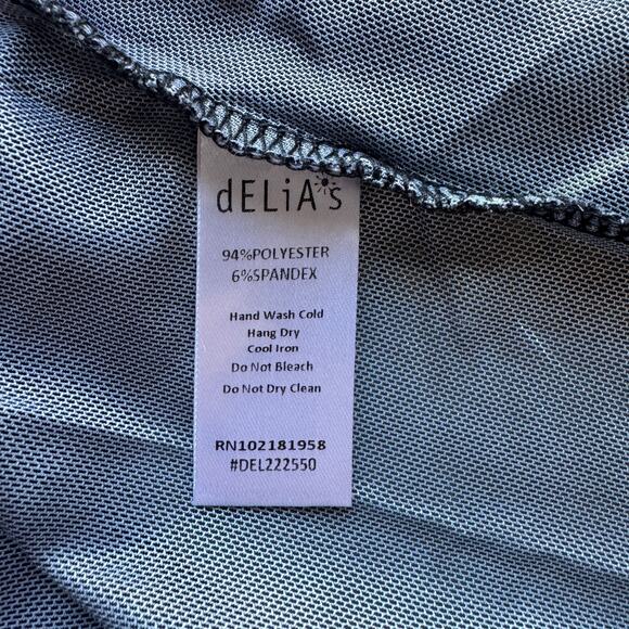 Delias Rose Mesh Crop Top Women's Size XL Black Purple Long Sleeve Y2K Rave - Picture 5 of 5